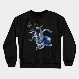 Music saxophone with octopus and clef Crewneck Sweatshirt